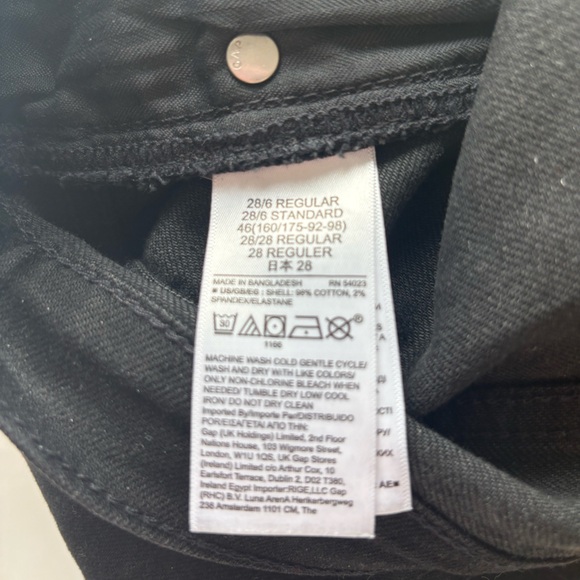 Gap Vintage Slim Mid Rise Black Jeans Size 28 Raw Hem - Picture 5 of 9